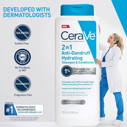 CeraVe 2-in-1 Anti-Dandruff Hydrating Shampoo and Conditioner 355ml