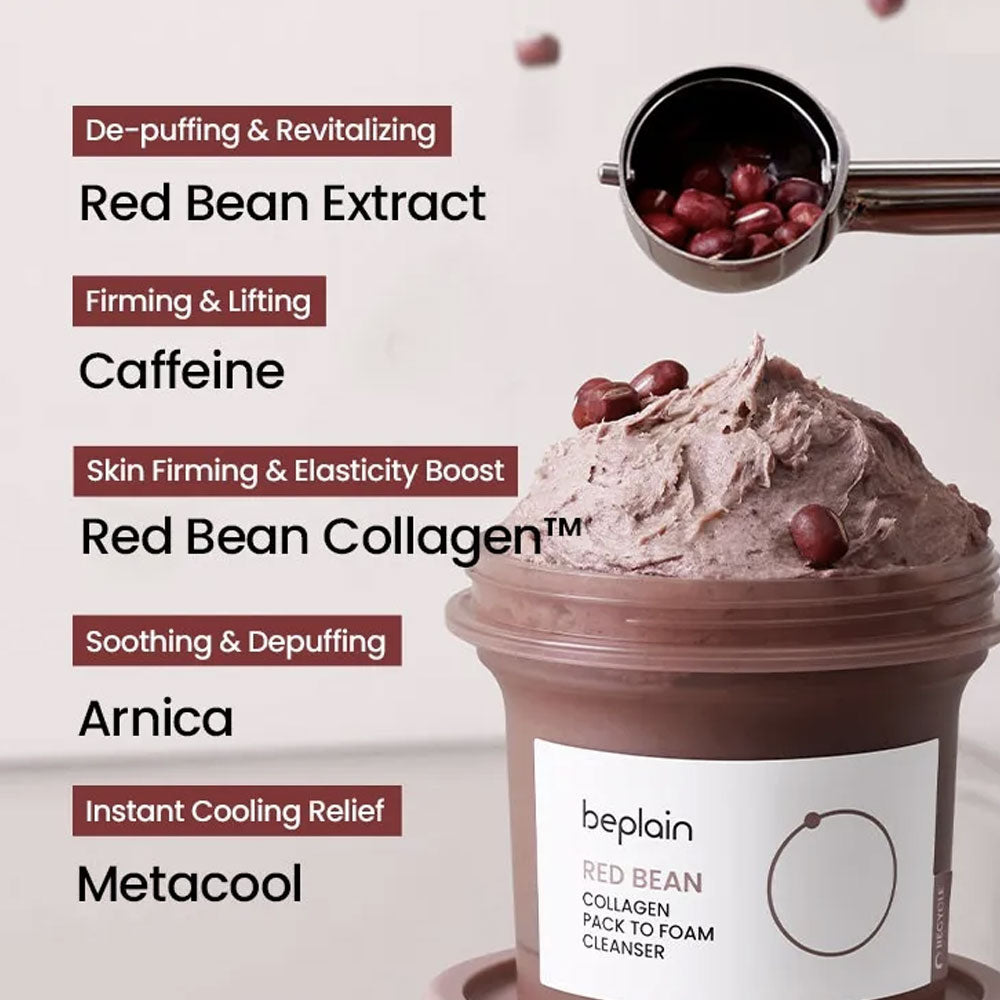 beplain Red Bean Collagen Pack To Foam Cleanser 100ml