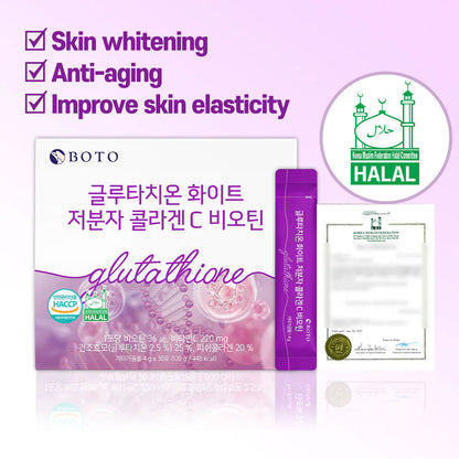 BOTO Glutathione White Small Molecule Collagen C Biotin - 4g x 30 sticks