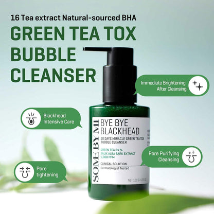 SOME BY MI Bye Bye Blackhead 30 Days Miracle Green Tea Tox Bubble Cleanser 120g
