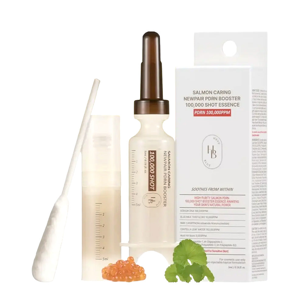 HEVEBLUE Salmon Caring Newpair PDRN Booster 100,000 Shot Essence Set