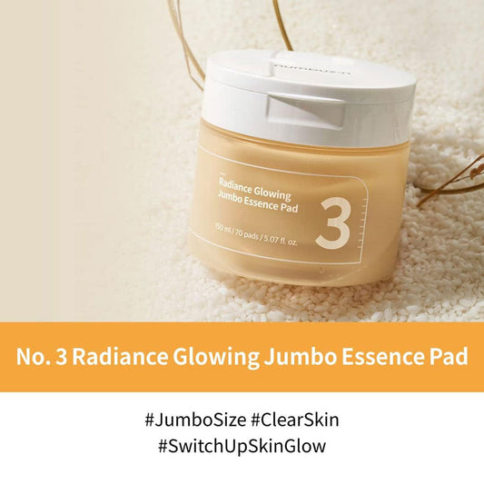 Numbuzin No.3 Radiance Glowing Jumbo Essence Pad 150ml / 70 Pads
