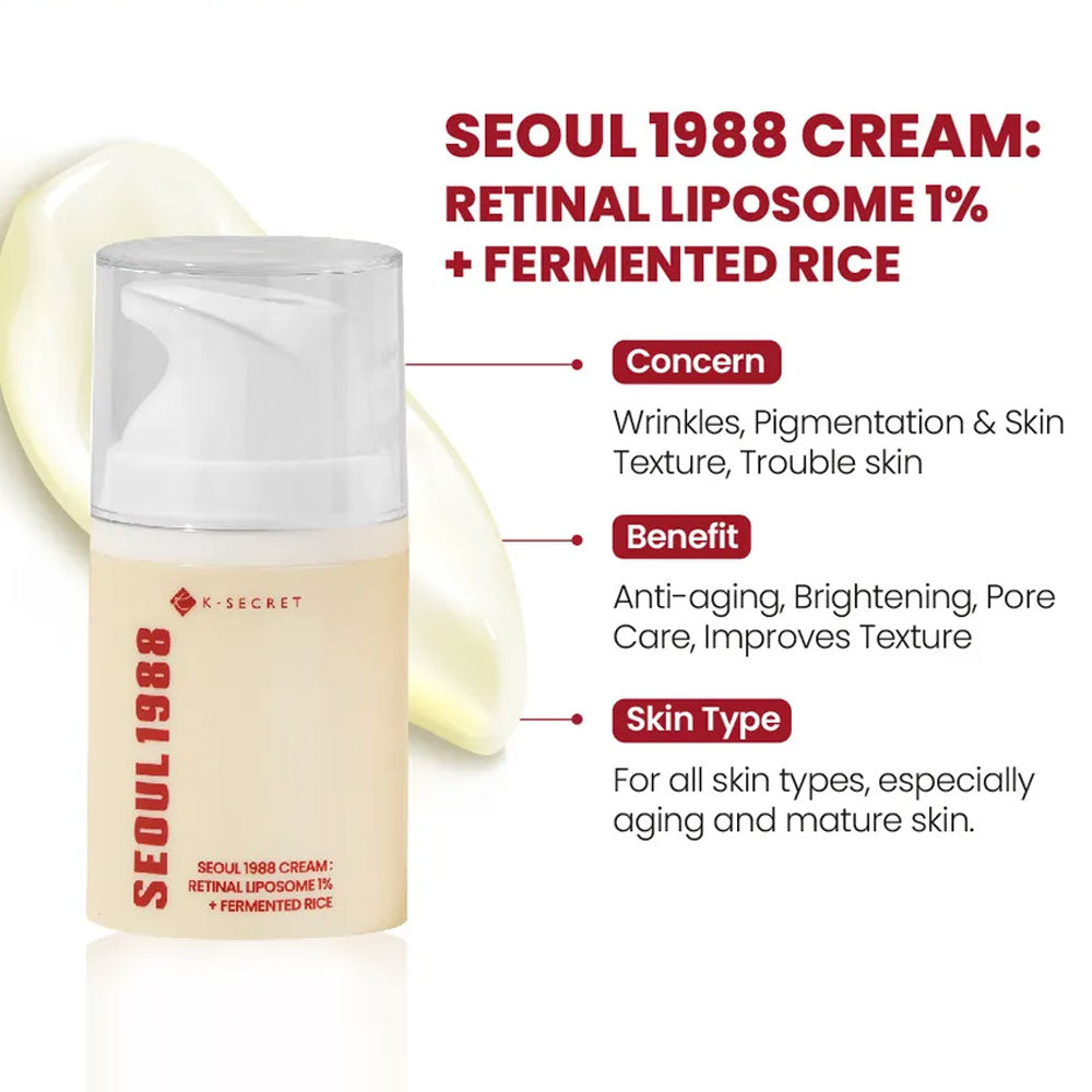 KSECRET SEOUL 1988 Cream : Retinal Liposome 1% + Fermented Rice 50ml