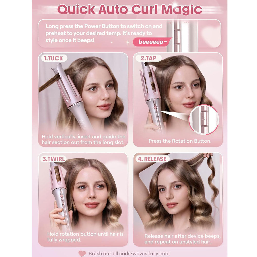 SHEGLAM HAIR Cupid's Charm One-Touch Instant Curler Pink