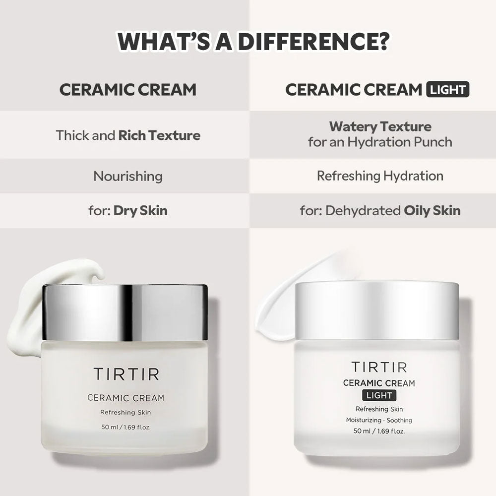 TIRTIR Ceramic Cream Light, 50ml - Lightweight Moisturizer