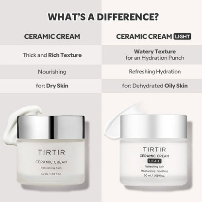 TIRTIR Ceramic Cream Light, 50ml - Lightweight Moisturizer