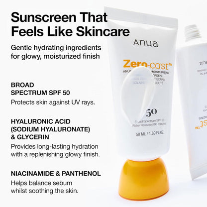 Anua Zero-Cast Moisturizing Finish Sunscreen 50ml