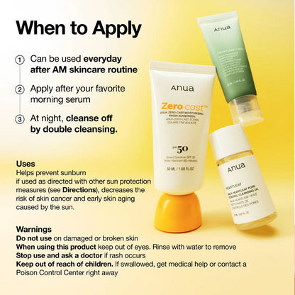 Anua Zero-Cast Moisturizing Finish Sunscreen 50ml